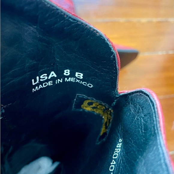 NEW JB DILLON RESERVE Darling Red Glitter Inlay Leather Snip Toe Boot GIFTABLE-8 - Picture 11 of 15